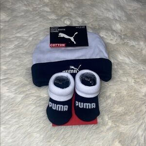Puma Infant Beanie and Bootie Set - Black and White